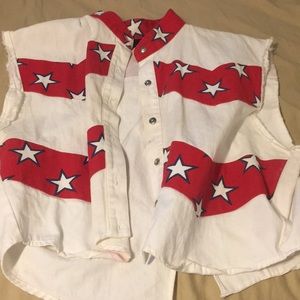 4th of July vest. Red white and blue with stars